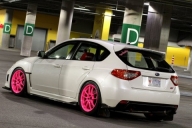 GRB Subaru STi with Pink Enkei PF01 Rims